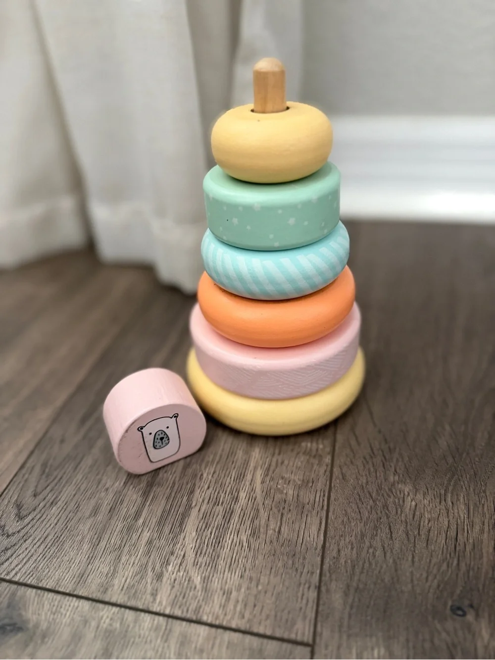 Coco Village Pastel Wooden Stacking Rings Toy - Pink & Pastel Colors